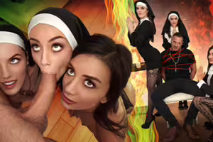 Natalie Brooks, Selena Love, Fiona Frost – Three Horny Nuns Fuck the Devil Out of Him
